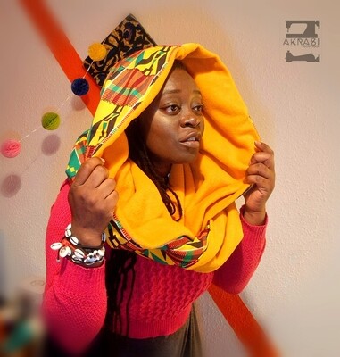 Custom order snood in classic kente for Lyricl