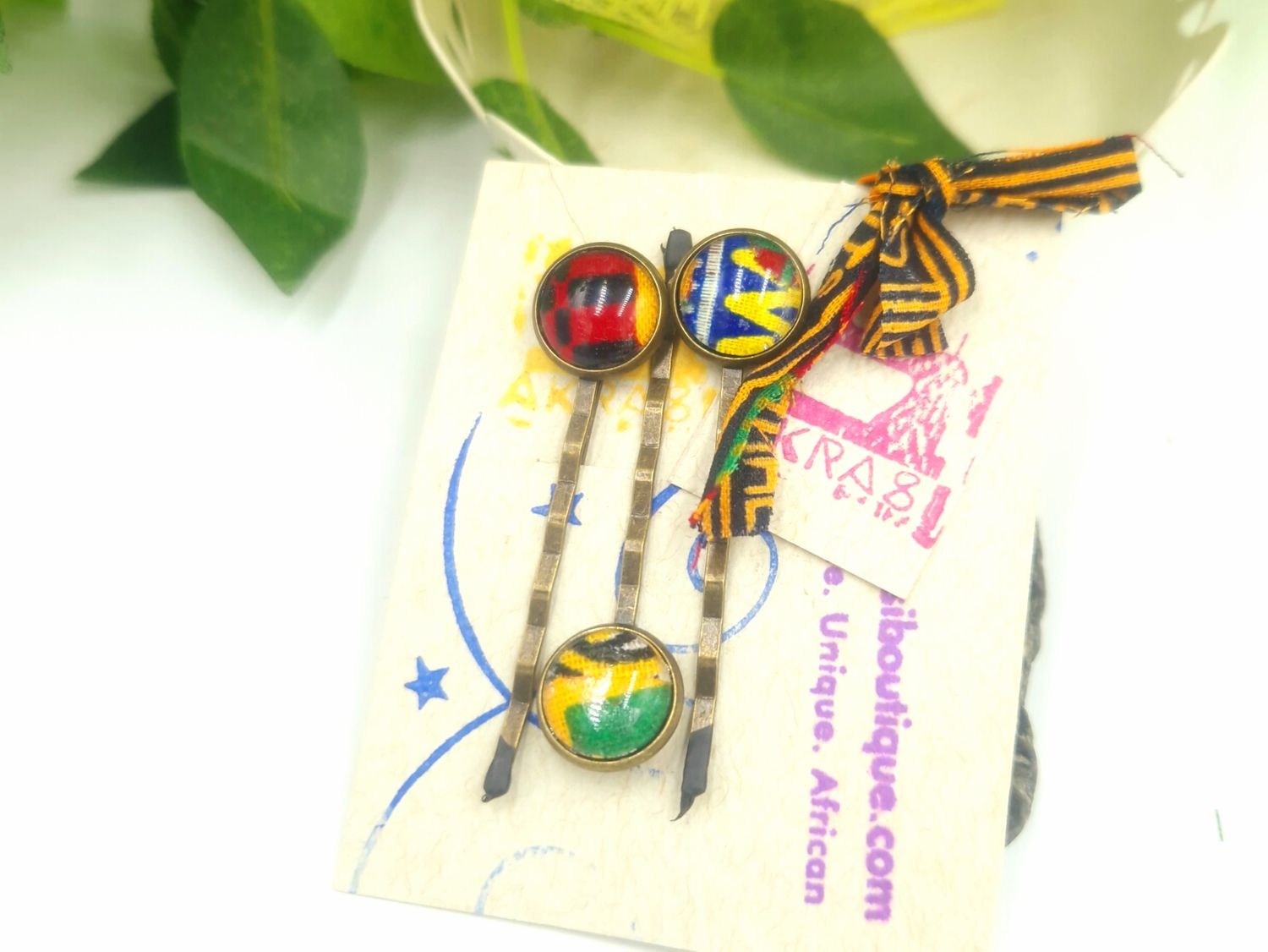 Funky Ankara hair pin set | African Bobby pin | Ankara hair slide