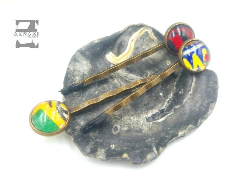 Funky Ankara hair pin set | African Bobby pin | Ankara hair slide