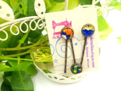 Funky Ankara hair pin set | African Bobby pin | Ankara hair slide Funky Ankara hair pin set | African Bobby pin | Ankara hair slide