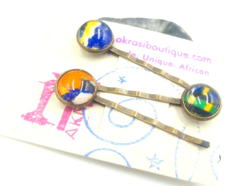 Funky Ankara hair pin set | African Bobby pin | Ankara hair slide