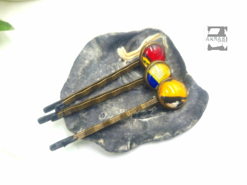 Funky Ankara hair pin set | African Bobby pin | Ankara hair slide