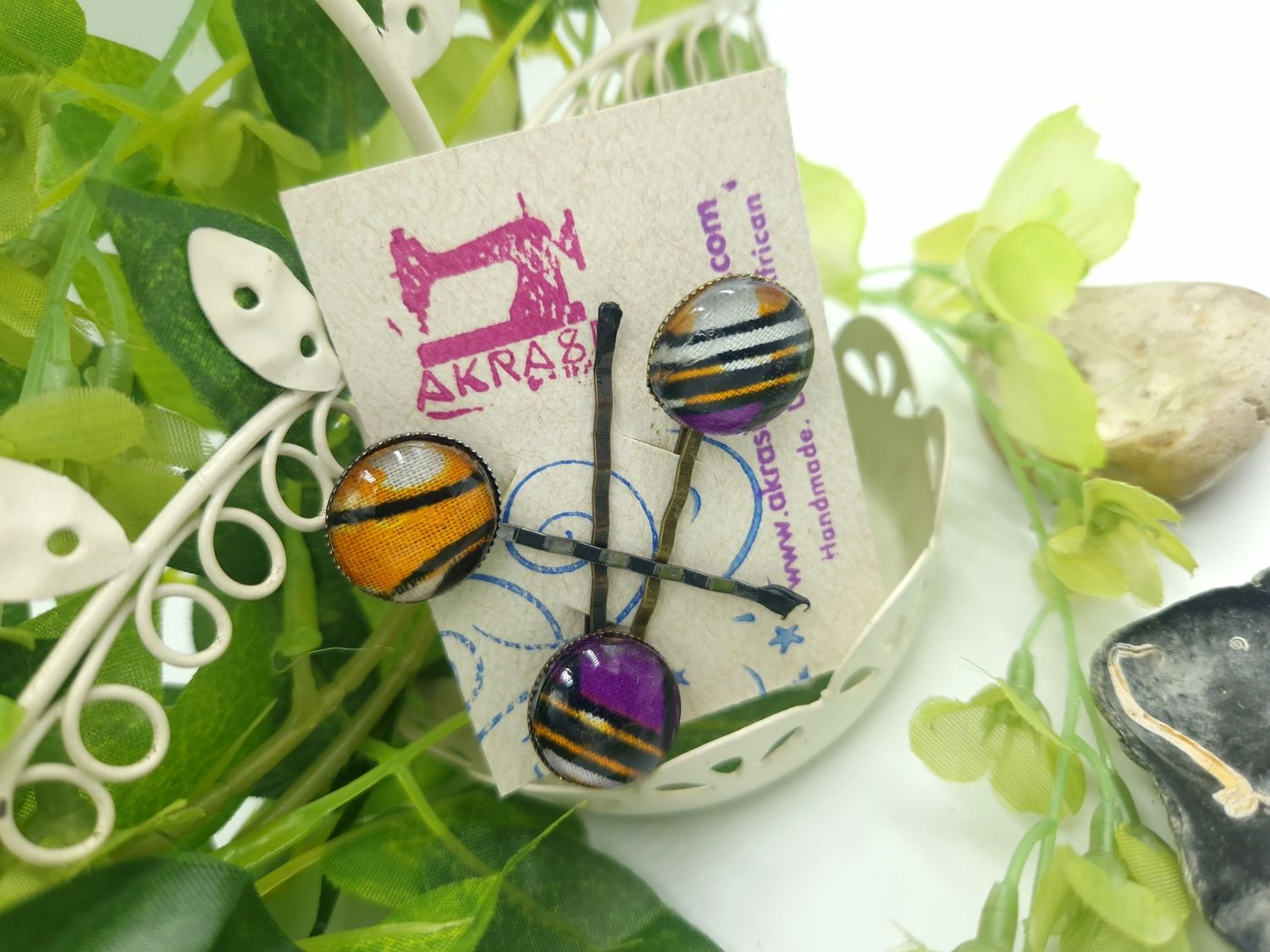 Sika collection hair pin set in bronze | African Bobby pin | Ankara hair slide