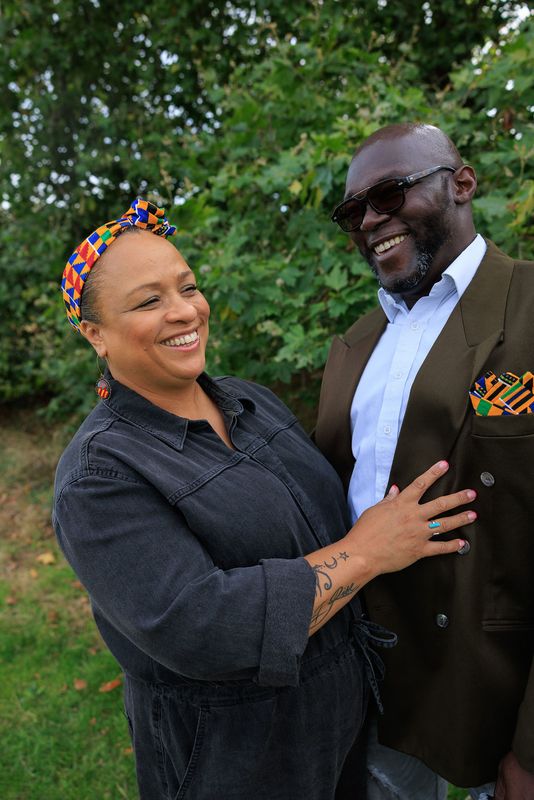 His and hers kente wax print accessory set
