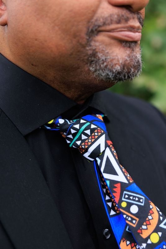 His and hers contemporary kente wax print accessory set