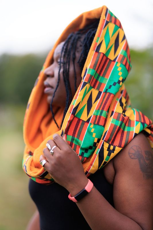 Custom order snood in classic kente for Lyricl