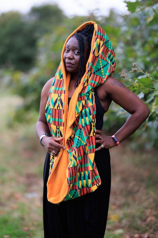Custom order snood in classic kente for Lyricl