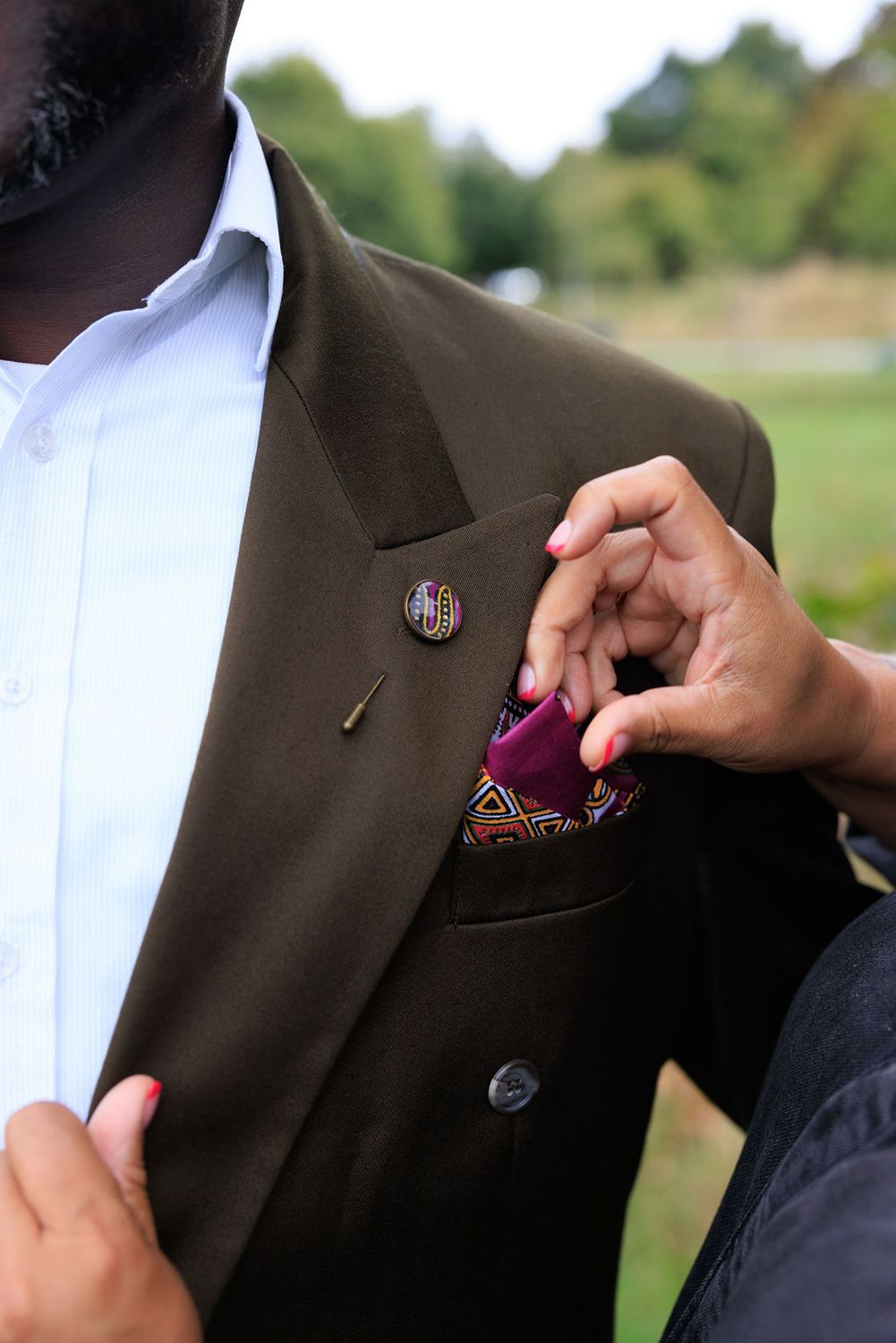 Dashiki wax print pocket square with cufflinks | men&#39;s accessories