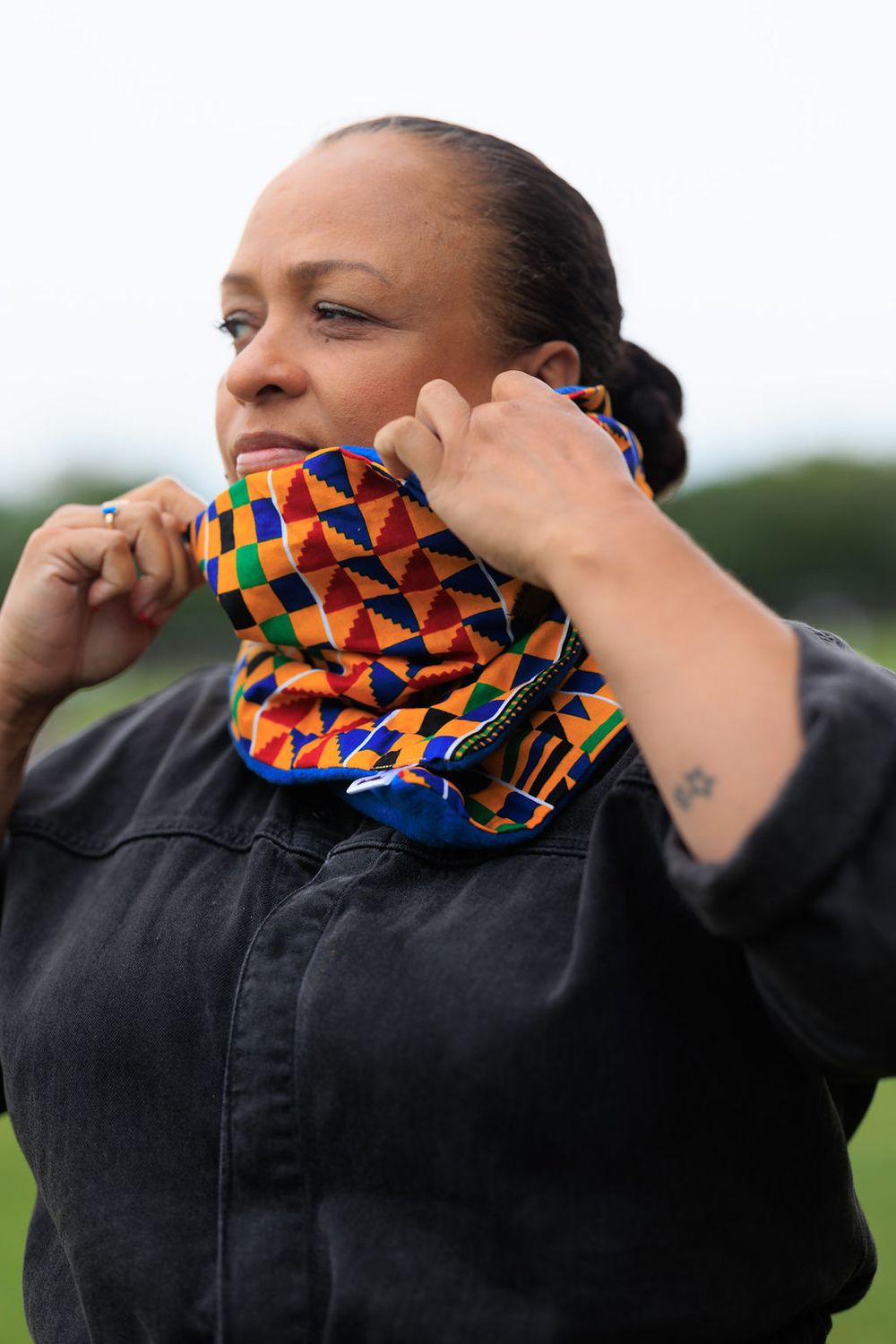 Fleece lined kente print neck warmer / neck gaiter
