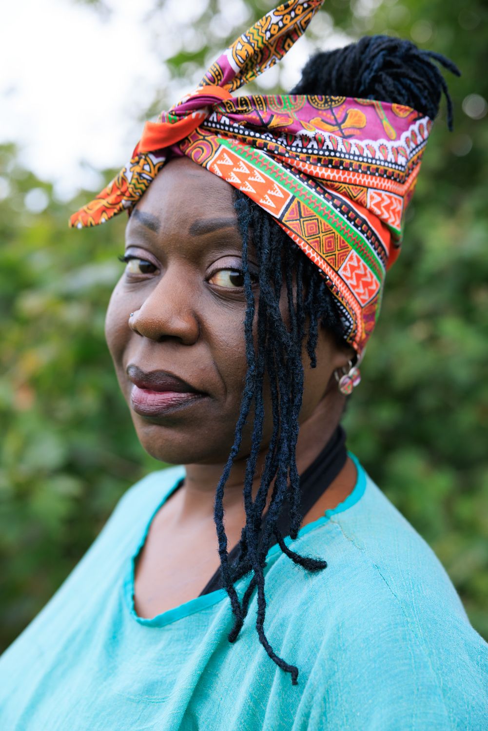 Orange and purple Dashiki print wire twist hair tie | hair wrap | headband | African print headwrap | Ankara print wire headtie | wire hair tie