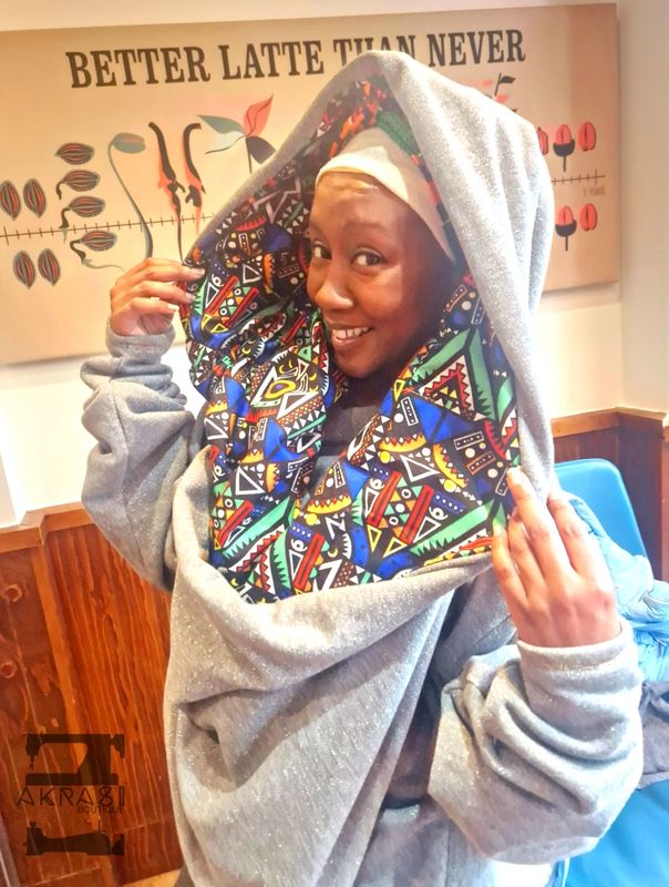 Custom handmade Infinity top with contemporary kente detail for Fae