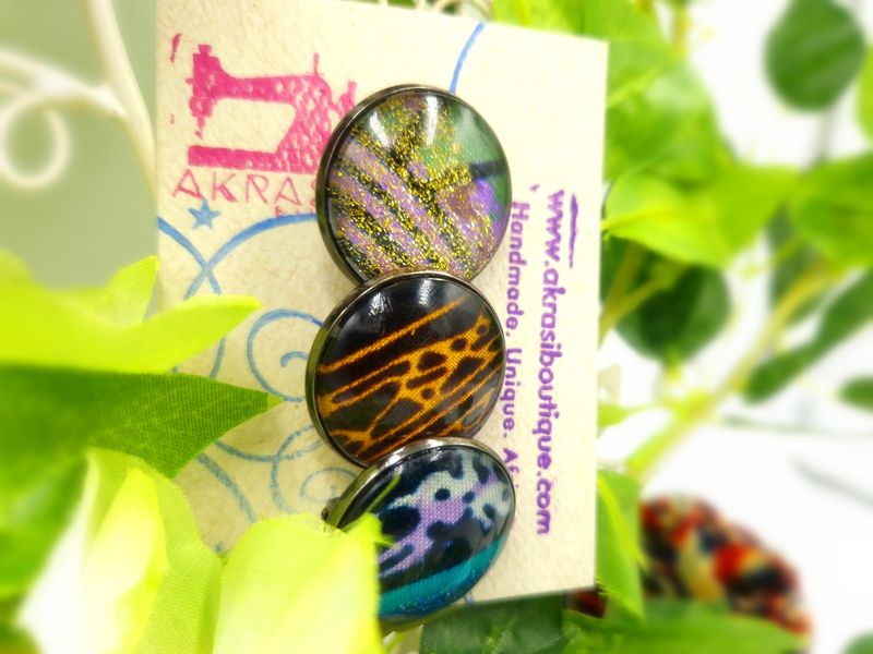 African wax print button pins | Ankara button pin | Kente pin