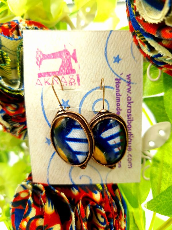 Antique copper large oval drop earrings