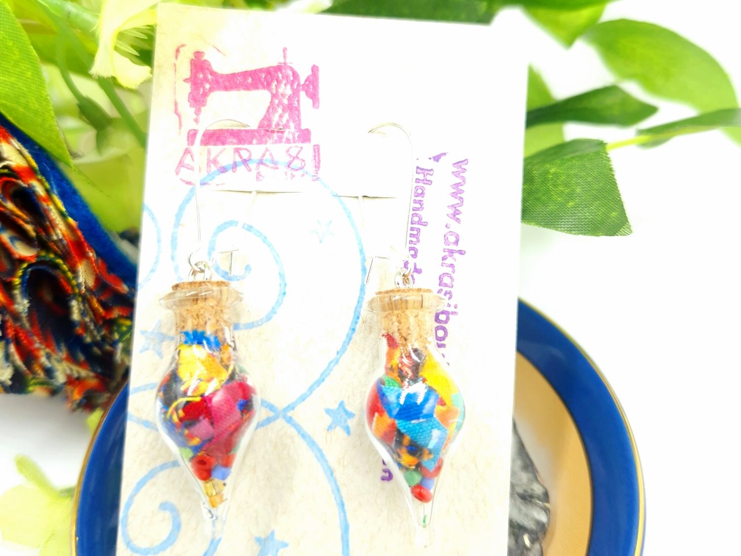 Ankara alchemy mashup scifunk collection drop earrings sealed in glass Ankara alchemy mashup scifunk collection drop earrings sealed in glass