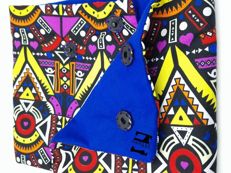 Felt lined contemporary kente print neck warmer