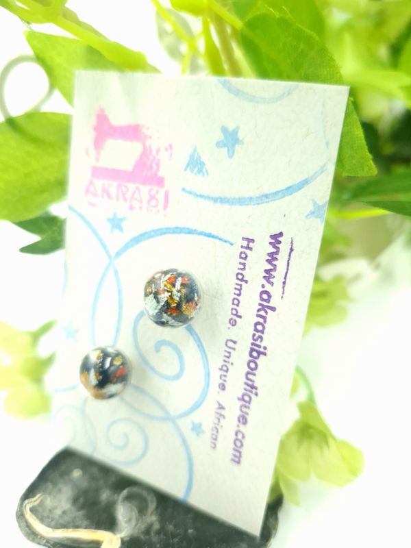 Glass globe silver stud earrings from the ankara alchemy mashup collection
