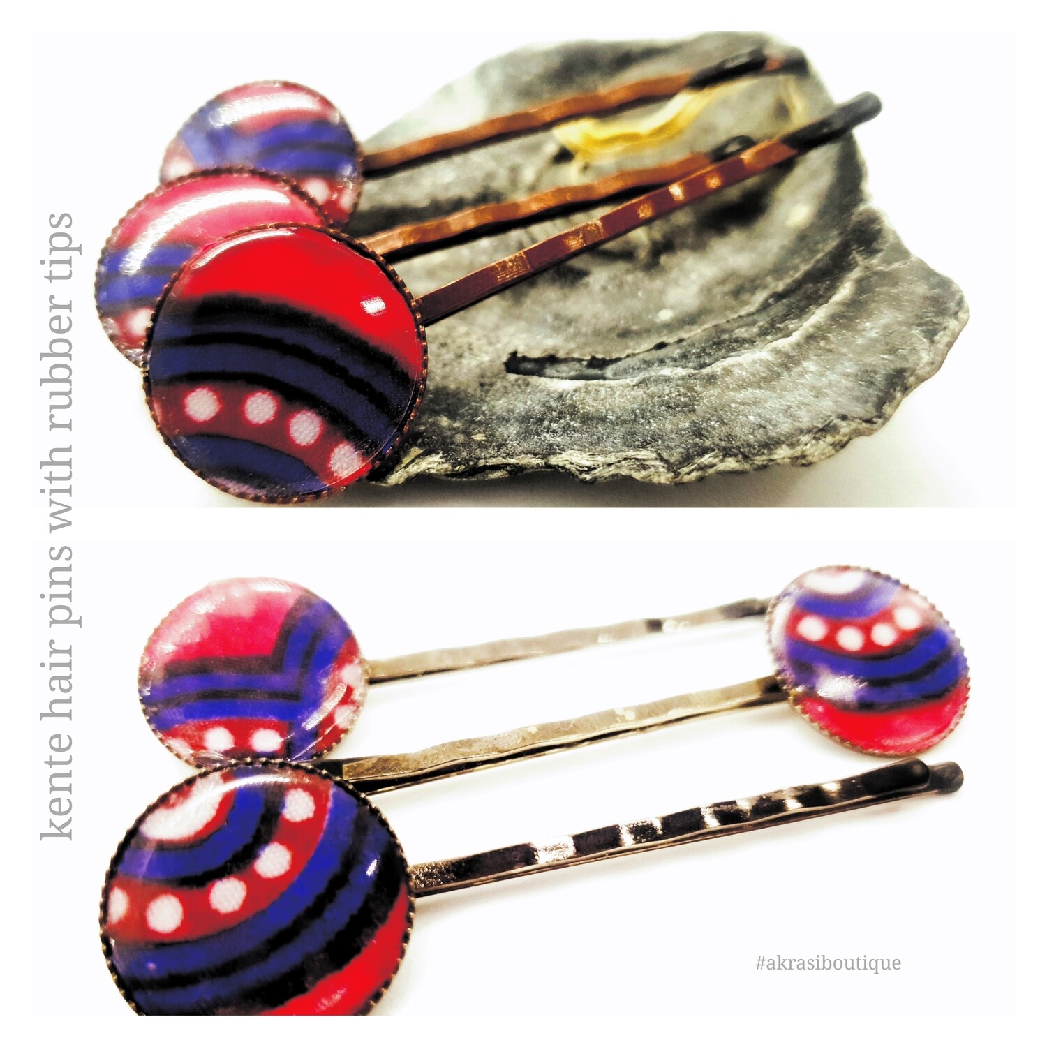 Kente hair pin set | African Bobby pin | Ankara hair slide