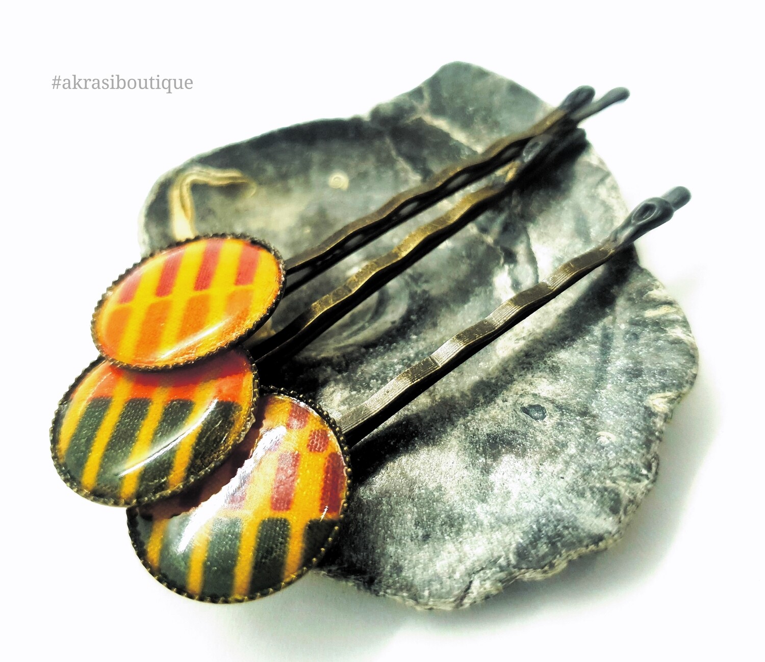 Kente hair pin set | African Bobby pin | Ankara hair slide