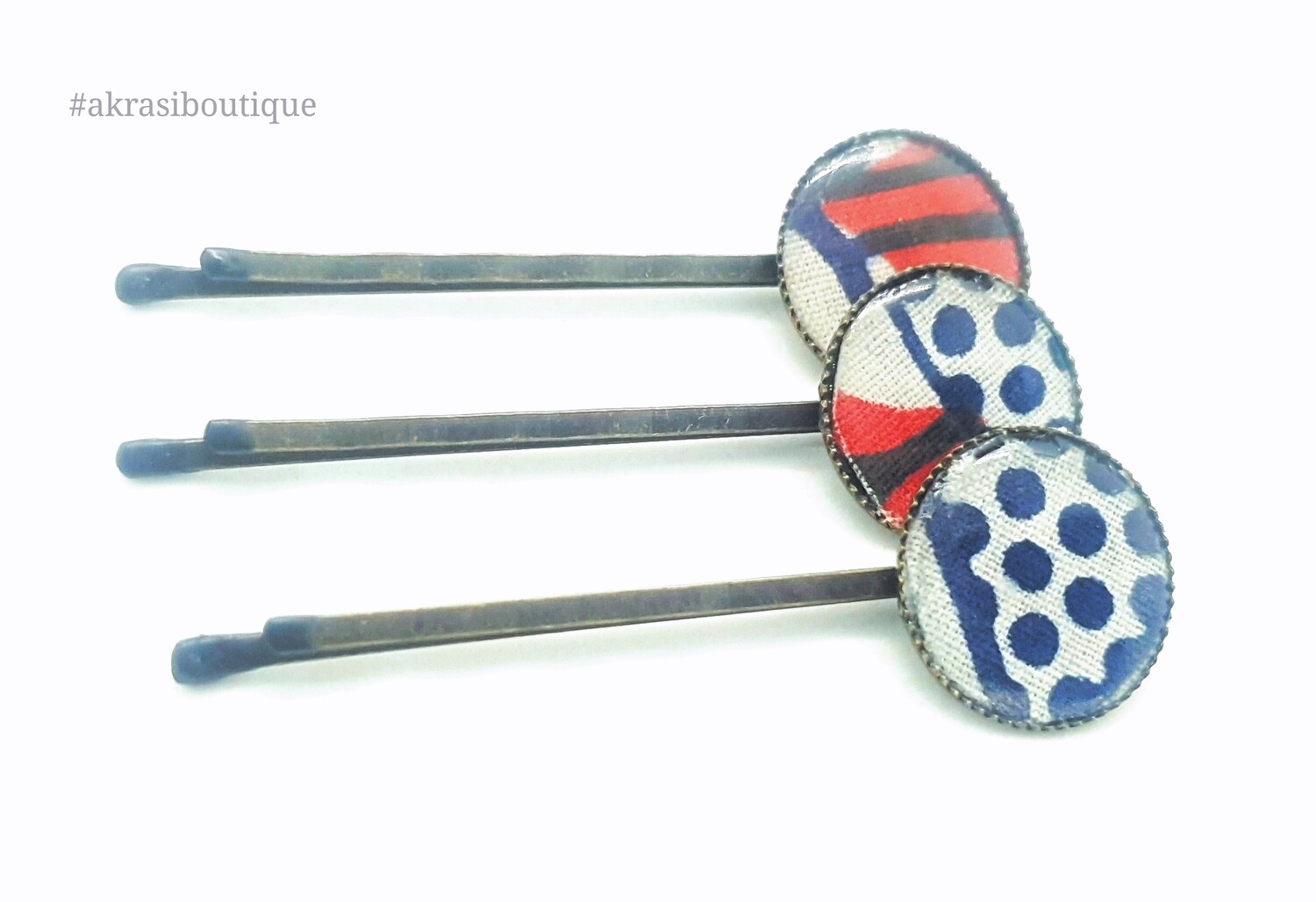 Ankara hair pin set in bronze | African Bobby pin | Ankara hair slide