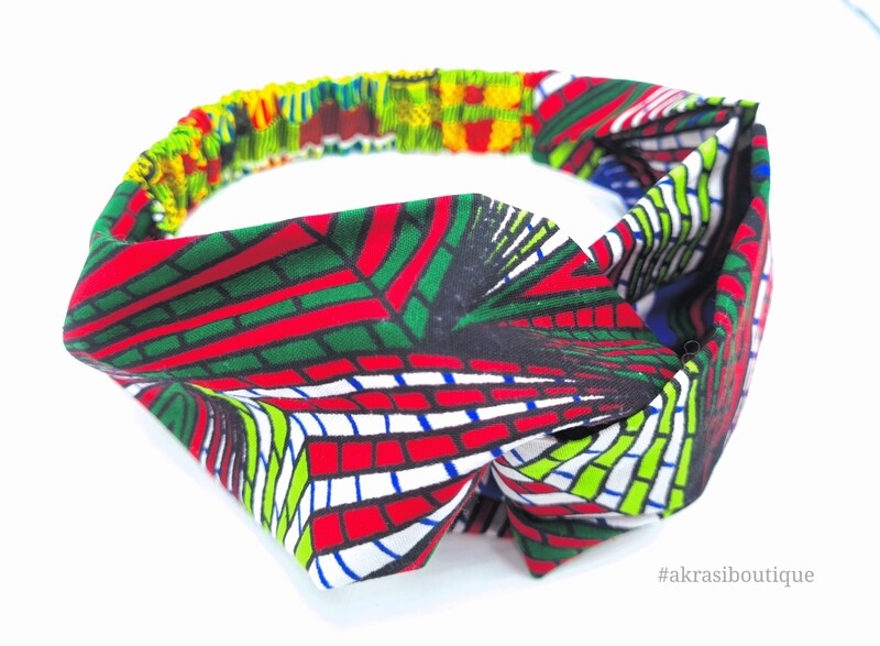 Psychedelic funk Turban headband in green, blue and red | African print headwrap | headtie |  headband | hair tie