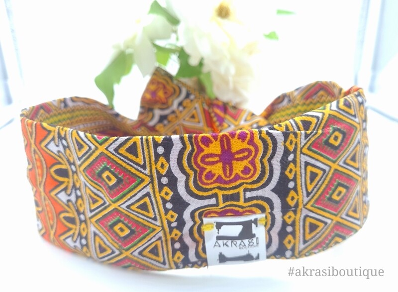 Orange Dashiki print wire twist hair tie | hair wrap | headband | African print headwrap | Ankara print wire headtie | wire hair tie