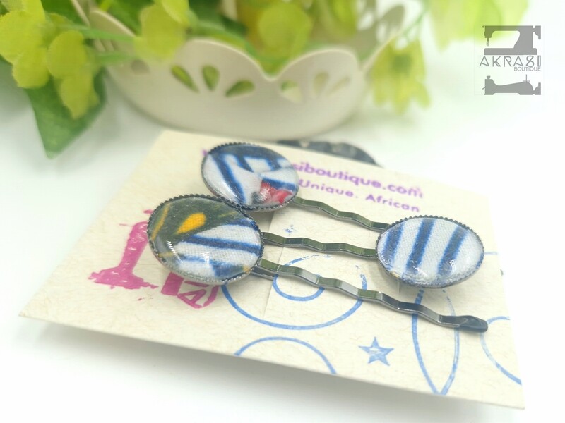 Ankara hair pin set in bronze | African Bobby pin | Ankara hair slide