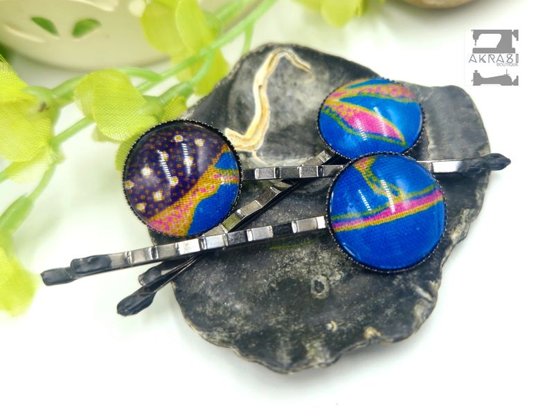 Ankara alchemy floral hair pin set in bronze | African Bobby pin | Ankara hair slide
