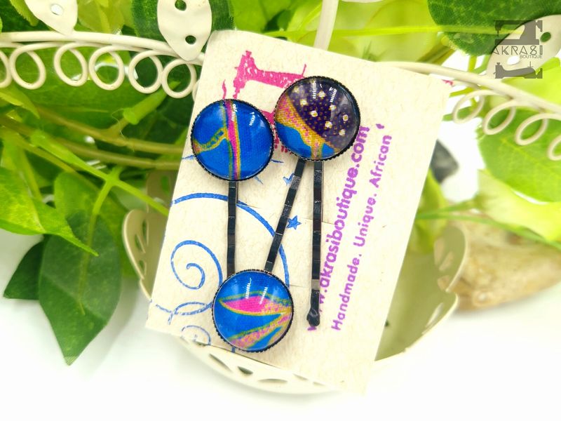 Ankara alchemy floral hair pin set in bronze | African Bobby pin | Ankara hair slide