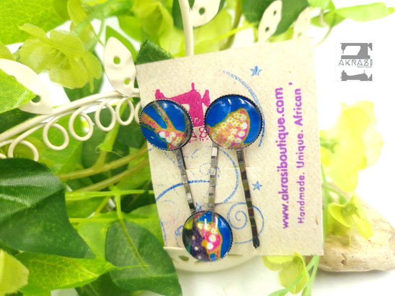 Ankara alchemy floral hair pin set in bronze | African Bobby pin | Ankara hair slide