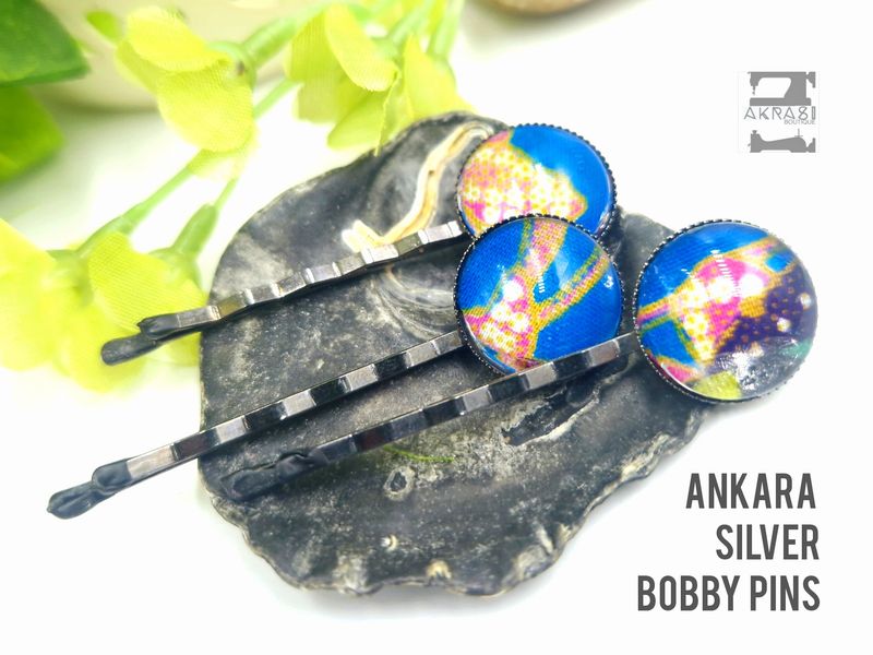 Ankara alchemy floral hair pin set in bronze | African Bobby pin | Ankara hair slide