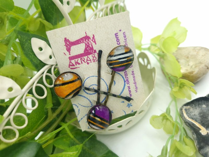 Sika collection hair pin set in bronze | African Bobby pin | Ankara hair slide