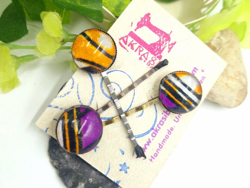 Sika collection hair pin set in bronze | African Bobby pin | Ankara hair slide