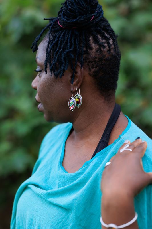 Prempeh collection accessory set includes silver bracelet and matching drop earrings