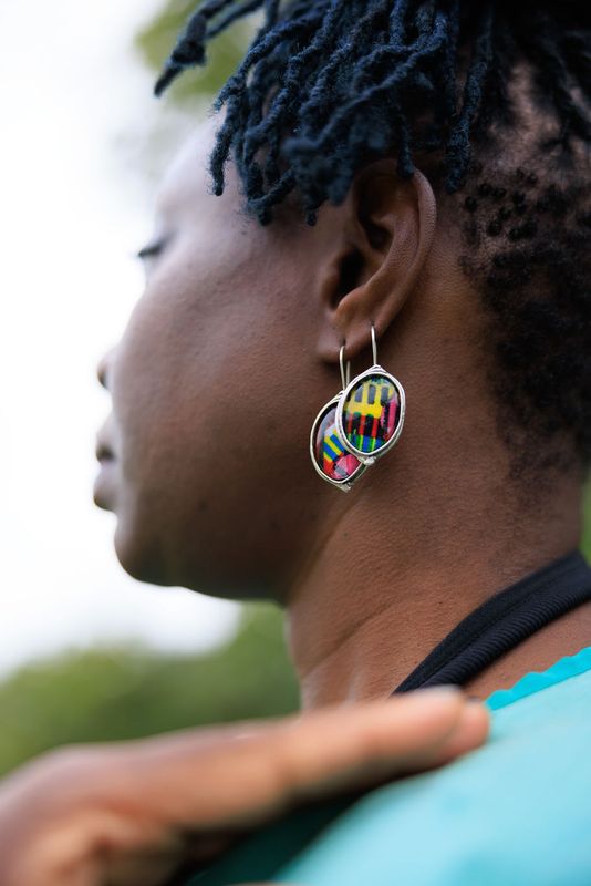 Prempeh collection accessory set includes silver bracelet and matching drop earrings