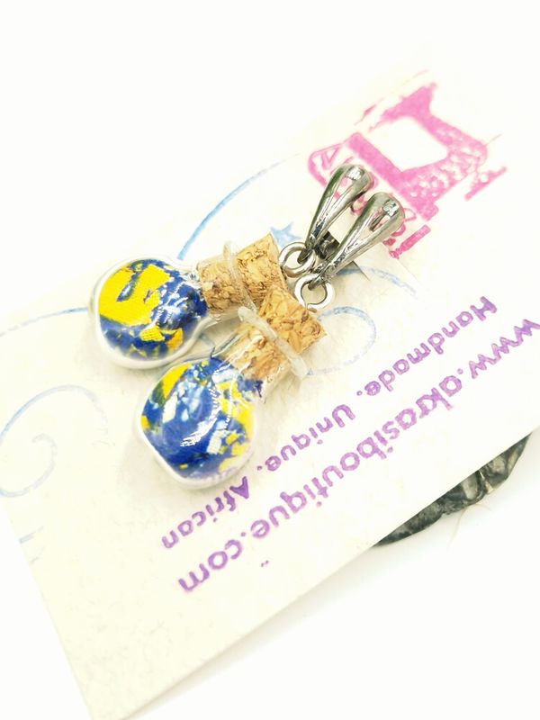Ankara alchemy mashup scifunk collection drop earrings sealed in glass Ankara alchemy mashup scifunk collection drop earrings sealed in glass
