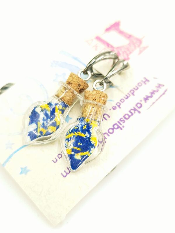 Ankara alchemy mashup scifunk collection drop earrings sealed in glass Ankara alchemy mashup scifunk collection drop earrings sealed in glass