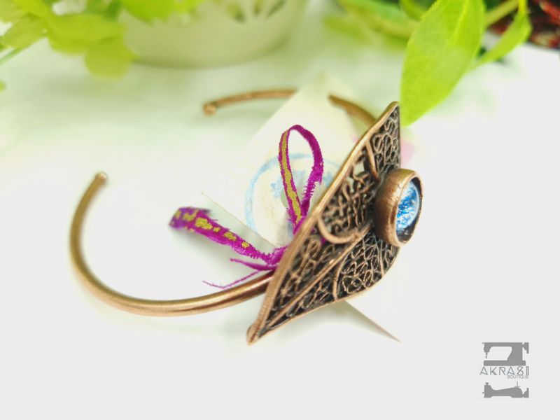 Wax print detail on copper bracelet
