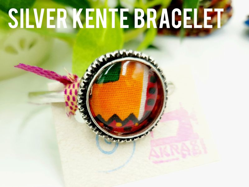 Wax print detail on silver bracelet Wax print detail on silver bracelet