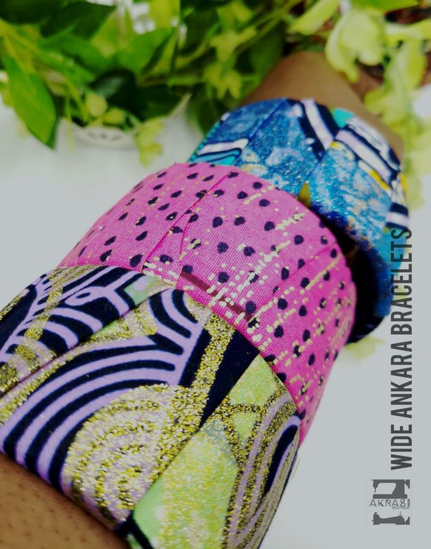 Upcycled pink ankara bracelet