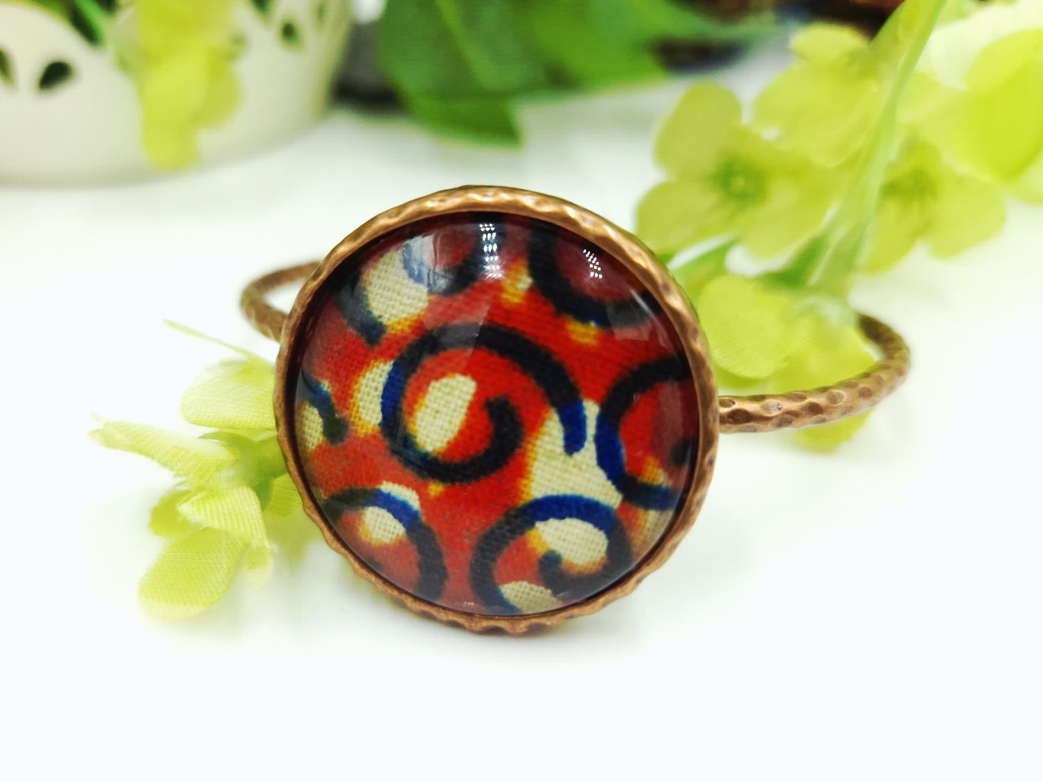 Wax print detail on copper  bracelet