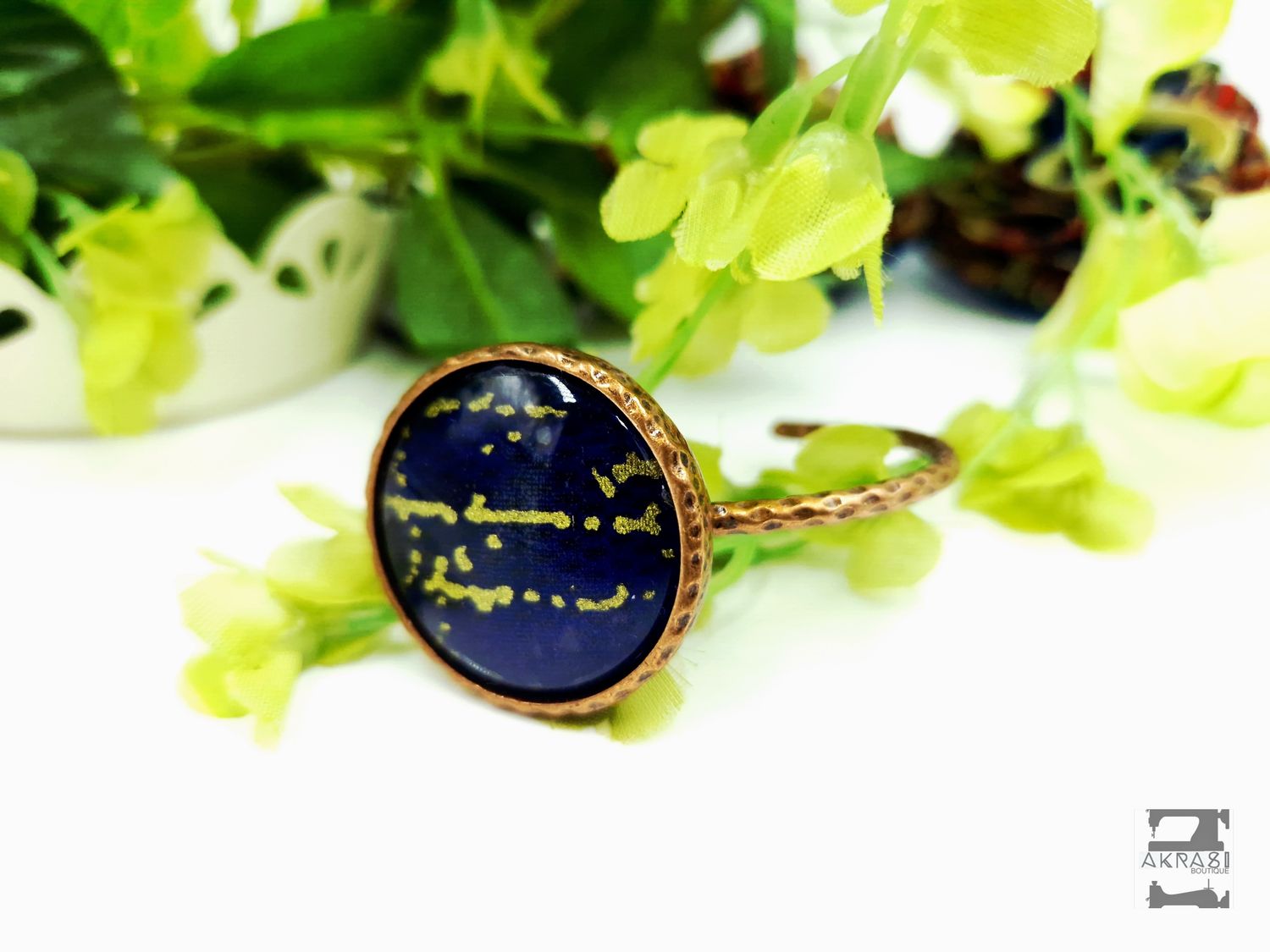 Wax print detail on copper bracelet