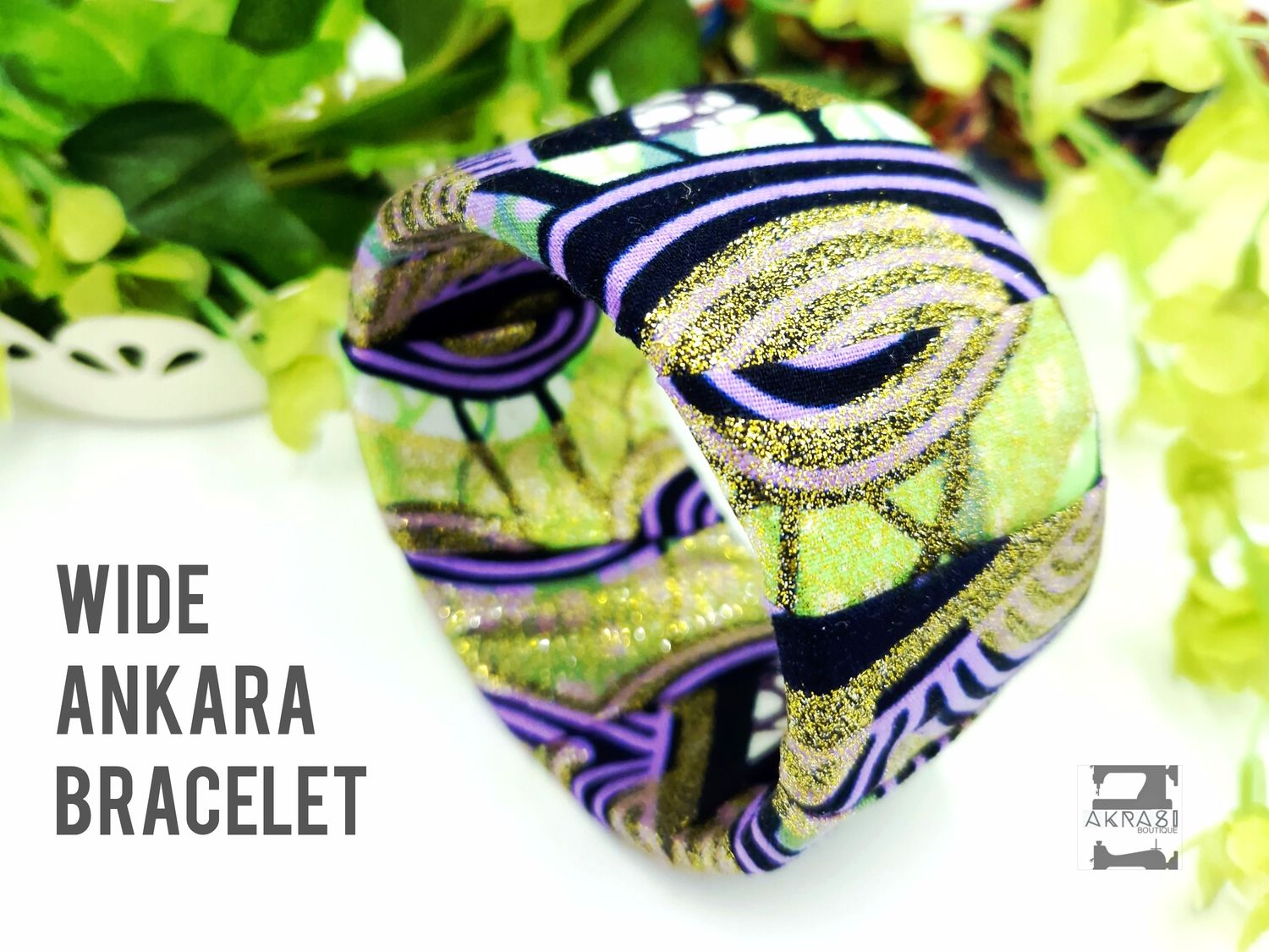 Upcycled green ankara bracelet