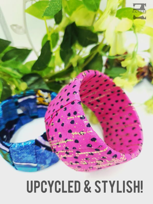 Upcycled pink ankara bracelet