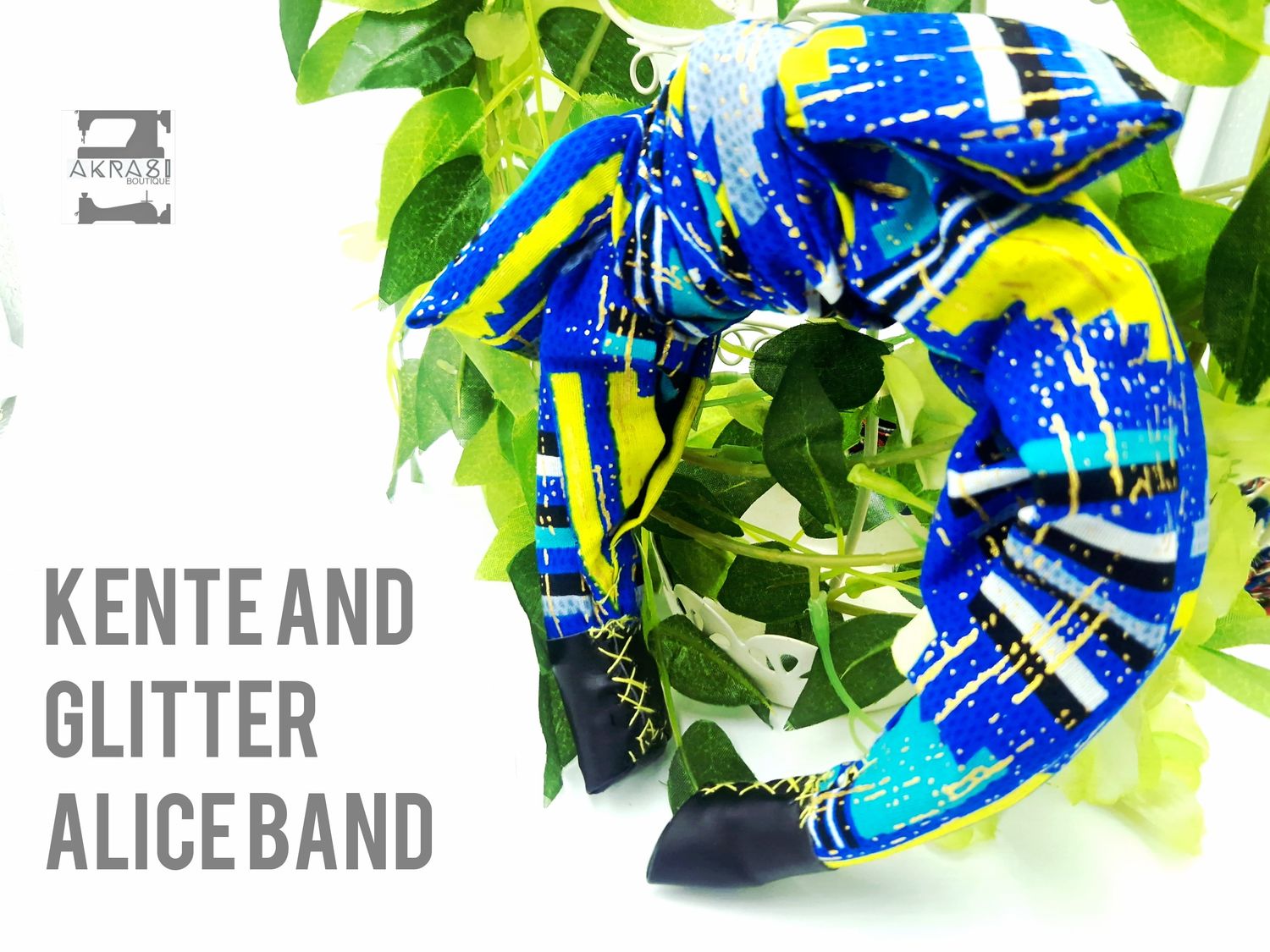 Upcycled alice band with detachable ankara bow