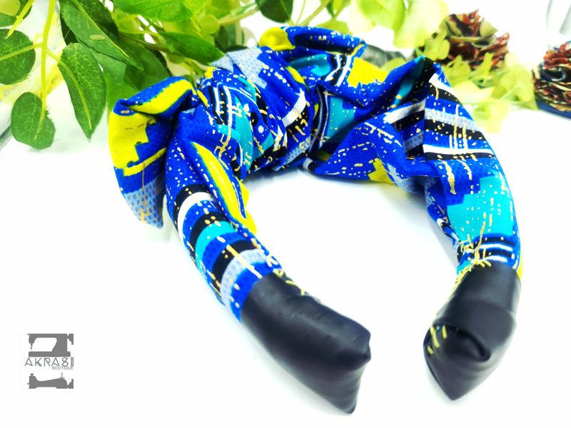 Upcycled alice band with detachable ankara bow