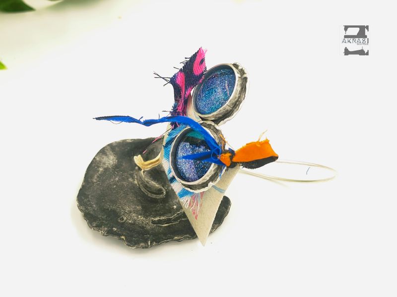 Ankara blue and glitter silver wraparound bracelet
