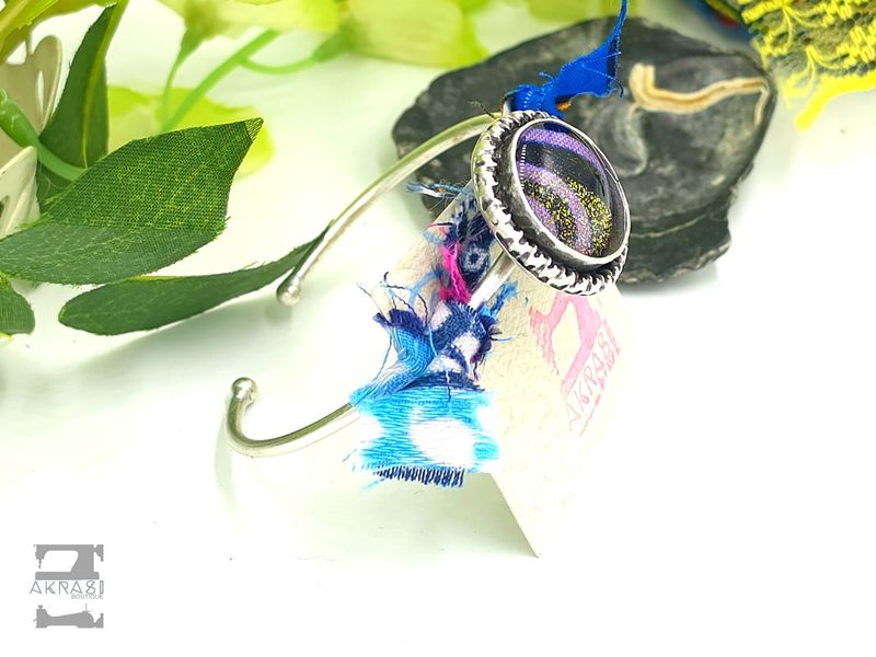 Wax print detail on silver bracelet