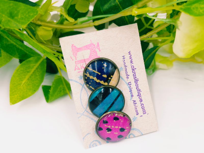 African wax print button pins | Ankara button pin | Kente pin
