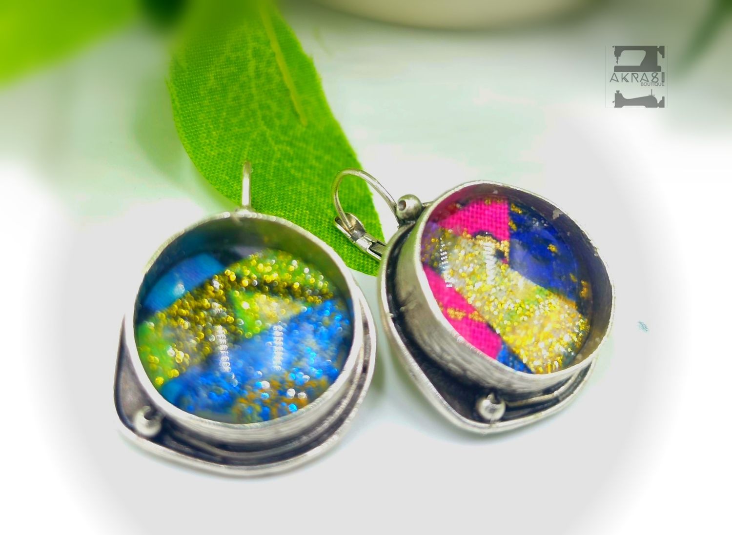Antique ankara alchemy silver kente large round drop earrings