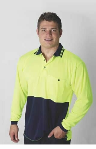 HI VIZ MICROMESH LONG SLEEVE POLO SHIRT